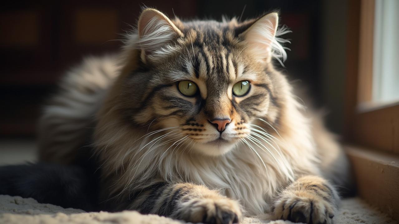 Gros plan d'un chat aux yeux verts et au pelage soyeux