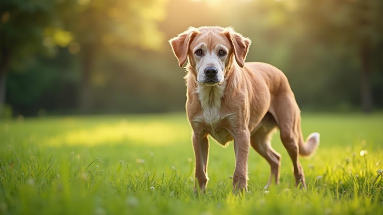 Un chien doré joyeux trottinant dans un champ verdoyant ensoleillé